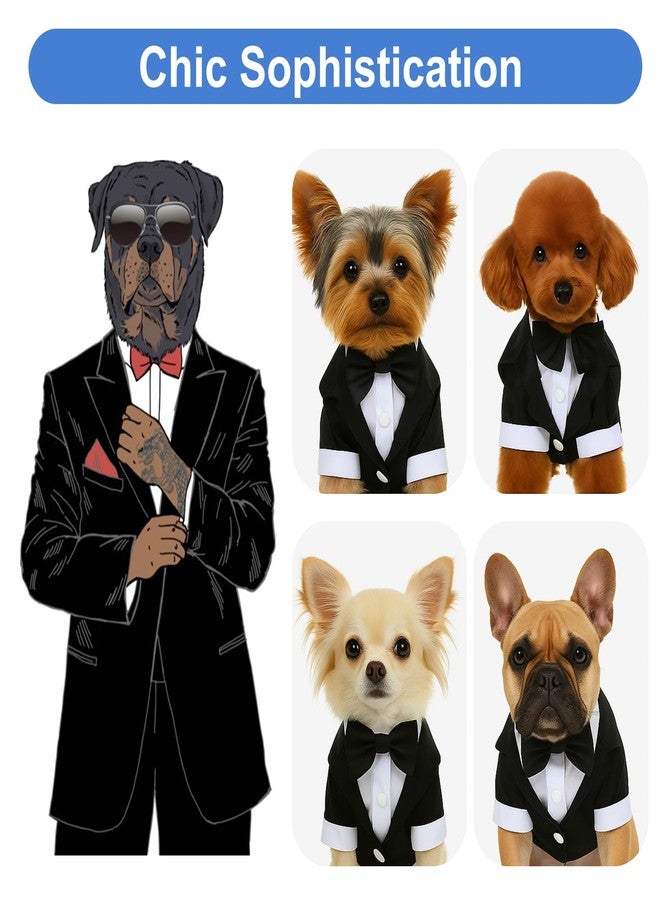 Larrel Dog Tuxedo, Dog Tuxedo Suit with Bow Tie, Pet Tuxedos for Small Dogs and Cats, Pet Wedding Attire Dress Up, Doggy Prince Bow Tie Shirt, Doggy Gentleman Apparel for Halloween, Engagement and Christmas - Image 3